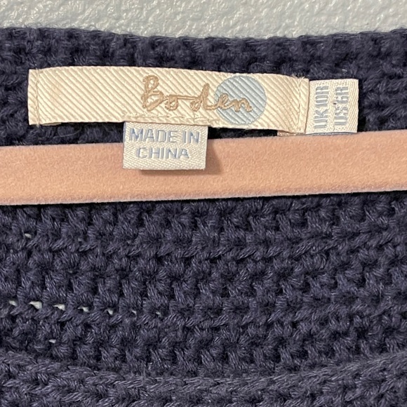 Boden Navy Crochet Knit Tunic Dress Open Knit Beach Cover Up Boho Resort Size 6R - Picture 6 of 9